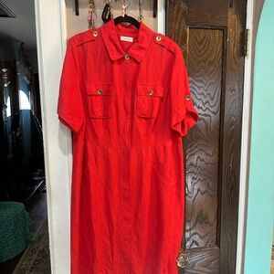 Calvin Klein Vibrant Red Midi Dress